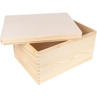 Creative Deco XXL Große Holzkiste mit Deckel | 40x30x22 cm (+/-1cm) | Weihnachten Holztruhe Erinnerungsbox Baby Holzbox mit Deckel Kasten | Für Dokumente, Spielzeug, Werkzeuge | ROH & UNGESCHLIFFEN