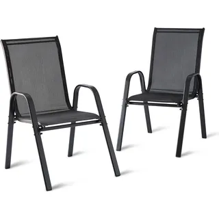 relaxdays Gartenstühle Hochlehner Set - Schwarz