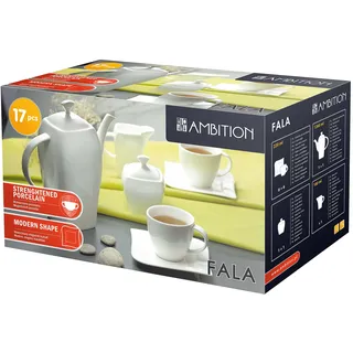 Dajar Welle Kaffee-Set 17 teilig Ambition, Porzellan, Weiß, cm, 24 x 21 x 24 cm, 17 Einheiten