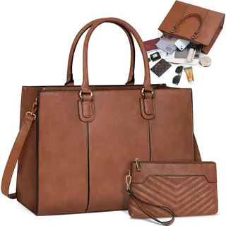 Handtasche Damen 15,6 Zoll Shopper Kunstleder Laptoptasche Clutch Umhängetasche