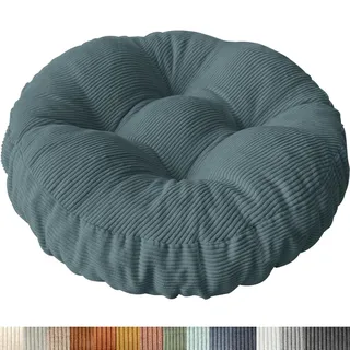 PHUSTJKL Sitzkissen Rund, 30x30 cm rutschfest Waschbare Sitzpolster Bequemes Stuhlkissen 6 cm Dick Waschbare Cordstoff Stuhlauflage, für Indoor Küchen Garden Holzstühle