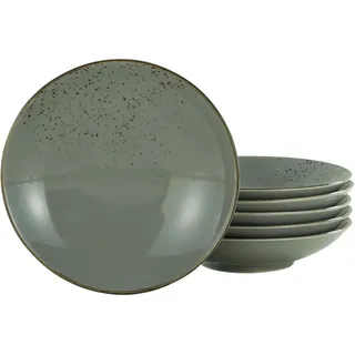 Creatable Suppentellerset , Grau , Keramik , 6-teilig , rund , Geschirr, Teller, Suppenteller