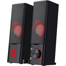 Bild PC Gaming-Lautsprecher, 2.0-Kanal-Stereo-Desktop-Computerlautsprecher Mit Roter Hintergrundbeleuchtung, Hochwertigen Bässen und Kristallklarem Klang, Stromversorgung über USB (Rot-GS550)