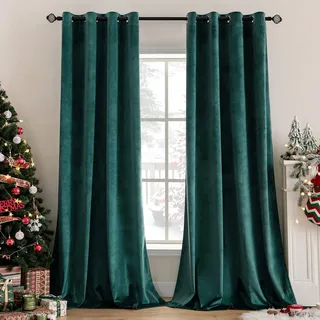 MIULEE Grün Samtvorhang Ösen 2er Set 140X200, Blickdichte Vorhänge Samt für Deko Schlafzimmer Wohnzimmer, Wunderschön Weich Vorhang Verdunkelung Velvet Curtains, Verdunkelnd Samt Gardinen Blickdicht