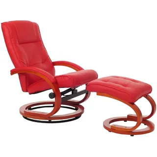 MCW Relaxsessel Aprilia Kunstleder 66 x 93 x 89 cm Rot mit Hocker