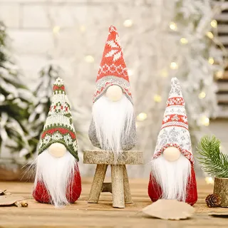 Cytecedx Wichtel Weihnachten Deko, 3 Stück ​Weihnachtswichtel Figuren Weihnachtsmann Gnom Weihnachtsfiguren Klein Weihnachtszwerg Skandinavischer Handmade Plüschfigurenfür Weihnachtsdeko Innen