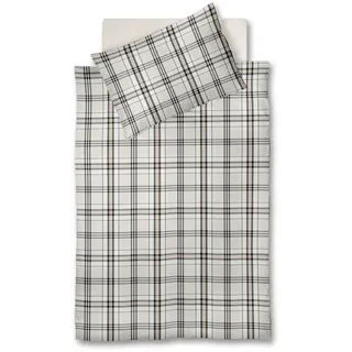 Fleuresse Bettwäsche , Weiß, Dunkelgrau, Hellrosa , Textil , Karo , 140x200 cm , pflegeleicht, bügelleicht , Heimtextilien, Bettwäsche & Leintücher, Bettwäsche, Flanell-Bettwäsche