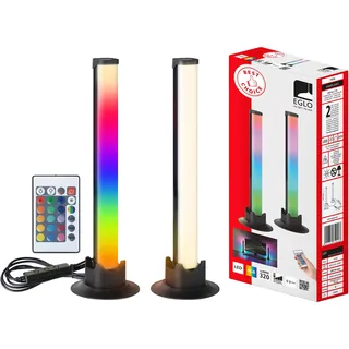 EGLO 2er Set LED Leuchten Gaming Zimmer, bunte Tischlampen mit Lichteffekten, Zimmer Deko Party, Lampe musikgesteuert, inkl. Fernbedienung, USB, warmweiß und RGB, Schwarz
