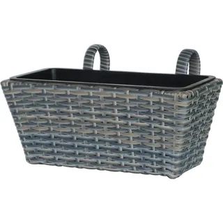 Balkonkasten Polyrattan Anthrazit-Beige 40 cm x 28 cm x 22 cm