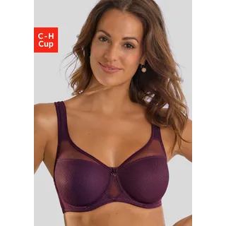 Minimizer-BH NUANCE BY LASCANA, Damen, Gr. 75, Cup C, lila (aubergine), Netz, Obermaterial: 79% Polyamid, 15% Polyester, 6% Elasthan, BHs Minimizer-BH, mit Bügel und transparenten Netzeinsätzen – ideal für große Größen, Topseller