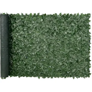 Sichtschutzzaun aus Efeu - 1,5 x 3 m - Künstlicher Wandschirm - Grüner Efeuzaun mit Netzgeweberückseite und verstärkter Verbindung - Künstliche Hecken mit Weinblättern für Garten, Hof, Balkon