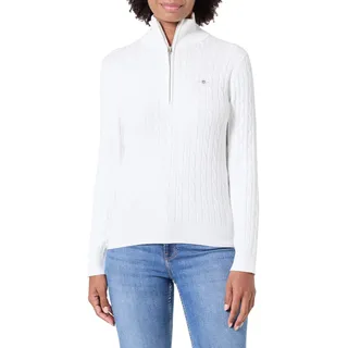 Gant Damen Stretch Cotton Cable Half-Zip Pullover, Eggshell, L EU