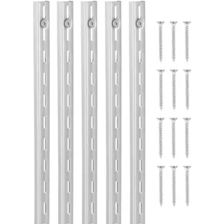 VEVOR Regalpilaster, 990 mm, 10er-Pack, aufrechtes Wandregalsystem, robustes Stützsystem mit Einzelschlitz-Regalschienen, 40 Schrauben, geeignet für die Organisation von Schränken, silber