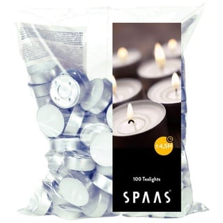 Ivyline Tealights Bag x100, ± 4.5 Hours-White SPAAS Teelichter 100er-Beutel, ± 4,5 Stunden-weiß, Paraffinwachs, Aluminiumbecher, D 39 mm x H 13,5 mm, 100