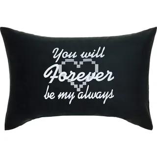 EXPRESS-STICKEREI Dekokissen mit Spruch You Will Forever be My Always Geschenk für Valentinstag Jahrestag | Hochzeit Kissen mit Füllung Herz Zierkissen Sofakissen | 40x60cm | schwarz