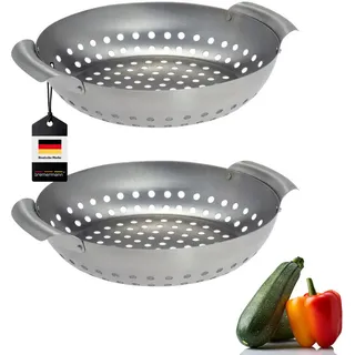 bremermann Grillkorb 2er-Set, silber, Edelstahl , Edelstahlfarben , Metall , 27x6x22.5 cm , Grills, Grillzubehör