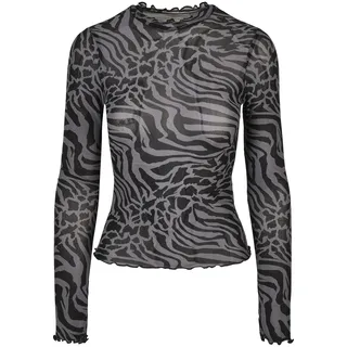 URBAN CLASSICS Ladies Aop Mesh Turtleneck Longsleeve Asphalt/Black