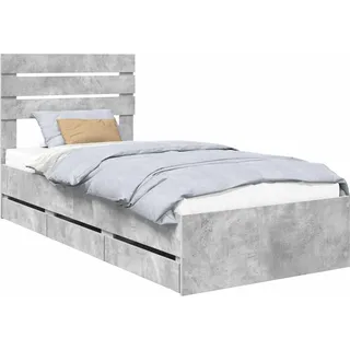 Bettrahmen mit Kopfteil Beton Grau 75 x 190 cm Ingenieurs Holz - Grau