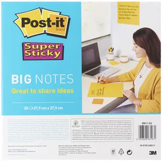 Post-it Super Sticky Big Notes, Gelb, Quadratisch 30 Blatt