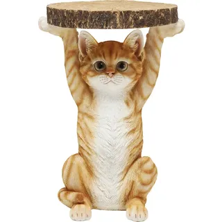 Kare Design Beistelltisch Animal Ms Cat, Mehrfarbig, 33cm Durchmesser, Beistelltisch, Katzen Motiv, rund, 52x35x33 cm (H/B/T)