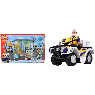 Simba 109251097 - Feuerwehrmann Sam Polizeistation, Spielfigur Rose & 109251093 - Feuerwehrmann Sam Polizei Quad, mit Malcolm Figur, mit Zubehör, Staffel 12, ab 3 Jahren
