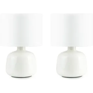 Konsimo Nachttischlampen STIVUS 2St, Weiss, Keramik, 31,5x22x15,5cm - Grün