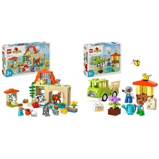 LEGO DUPLO Town Tierpflege auf dem Bauernhof, Spielzeug für Kinder ab 2 Jahre & 10419 DUPLO Town Imkerei und Bienenstöcke, Lernspielzeug