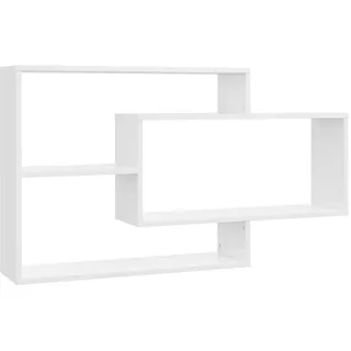 vidaXL Wandregal mit 3 Offenen Fächern 104/20/58,5 cm aus Holzwerkstoff Hochglanz-Weiß , Strukturbuche , Rechteckig , 104x58.5x20 cm , Wohnzimmer, Regale, Wandregale