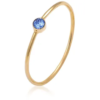 Silberring ELLI "Ring Stacking Kristalle 925 Silber Vergoldet" Gr. 62, blau, Fingerringe, Damen, 62, Silber 925 (Sterlingsilber), Silberring