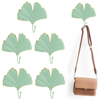 lemgyiamz 5 Stück Kleiderhaken Garderobe, Garderobenhaken Vintage In Form von Ginkgo, Wandhaken Von Mänteln Handtüchern Schals, Taschen, Kleiderhaken Wand für Badezimme Küchen Foyers Flure