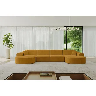 altdecor Ecksofa in U-Form MARI-U2 - 388x171x79,5 cm Senfgelb - Corner Sofa Bett Eckcouch Couch L-Form Wohnlandschaft Cauchsofa - Gelb