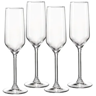 Sektglas RITZENHOFF & BREKER "Rumba", transparent, B:5,5cm H:23cm Ø:5,5cm, Glas, Trinkgefäße, Sektglas, 4er Set, je 220 ml