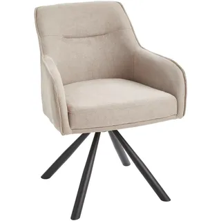 Livetastic Armlehnstuhl , Schwarz, Taupe , Metall, Textil , Füllung: Schaumstoff, Taschenfederkern , Drehkreuz , 61x86x62 cm , inklusive Armlehnen , Esszimmer, Stühle, Polsterstühle