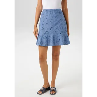 Aniston CASUAL Minirock mit floraler Lochstickerei verziert, blau
