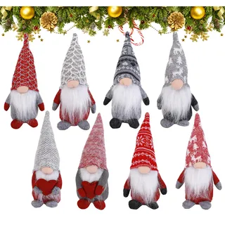 ilauke 8 Stück Weihnachts-Wichtel, Weihnachtsdeko, Skandinavische Deko, Winterliche Zwergen-Figur, Weihnachten Puppe Süße Zwerg Figuren Geschenk Für Weihnachten Dekoration