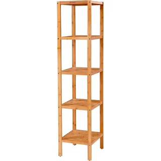 Xxxl Badezimmerregal , Naturfarben , Holz , Bambus , vollmassiv , 5 Fächer , 33x146x33 cm , Badezimmer, Badezimmerregale, Badregale
