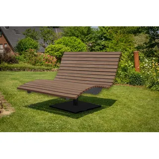 Waldsofa Swing mit Auflage und Kissen, WPC-Latten, 360° drehbar - Grau, Dunkelgrau