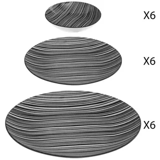 SECRET DE GOURMET - 18-teiliges tafelservice Bohemia zebra schwarz-weiß / Weiß, Schwarz