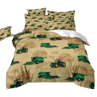 VOGIAY Traktor Bettwäsche 135x200, Passender Traktor Bettbezug zum Bauernhof, Bettwäsche Sets für Teenager und Kinder, Mikrofaser Bettbezug mit Kissenbezug, Warm und Bequem