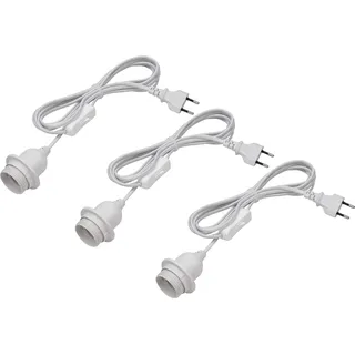 Meister Craft Meister Lampenfassung E27 - 3,5 Meter - weiß - 3 Stück - Mit Ein-/Ausschalter - Ideal für DIY-Projekte - Geeignet für Steh- & Hängelampen / Lampenaufhängung / Kabel für DIY-Leuchte / 7443890