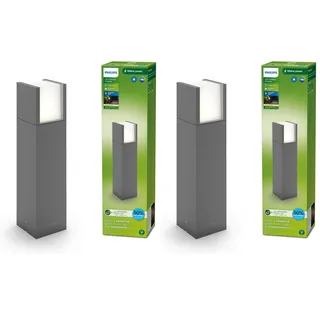 Philips Outdoor Ultra-Efficient Arbour Sockelleuchte 3,8W, 2700 Kelvin, IP44 wetterfest, anthrazit (Packung mit 2)