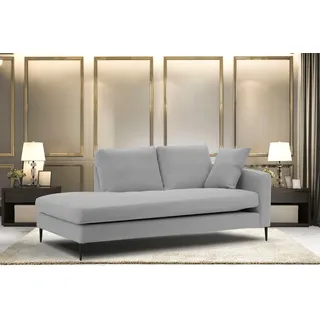 Home affaire Recamiere »Cozy Chaiselongue, Maße B/T/H: 195/97/80 cm« mit losen Kissen und Metallbeinen, Armlehne links oder rechts wählbar, grau