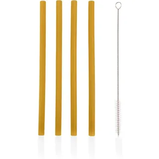 Zopa Silicone Straw Silikonstrohhalm + Haarbürste 6 m+ Mustard Yellow 4 St.
