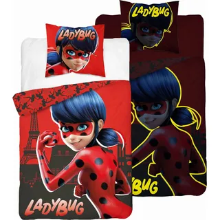 Im Dunkeln leuchtende Bettwäsche 140x200 Miraculous Ladybug und Cat Noir Baumwolle