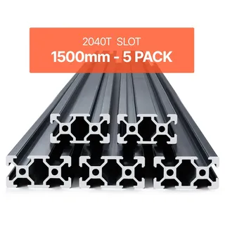 Vevor 5er Set Aluprofil 1500 mm T-Nut 2040 Aluminium-Strangpressprofil, eloxierte Linearschiene nach europäischem Standard, Nutenprofil für 3D-Drucker, CNC-Maschine DIY, Lasergravur, Schwarz