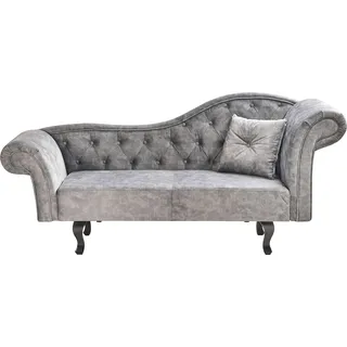 BELIANI Chaiselongue Grau Samtstoff Rechtsseitig Gesteppt mit Kissen Chesterfield Stil Retro-Design Relaxliege für Wohnzimmer Schlafzimmer Indoor - Grau, Braun