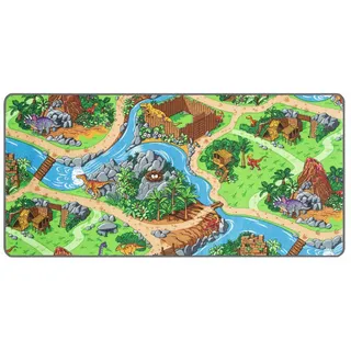 Primaflor Primaflor-Ideen in Textil Kinderteppich »DINO, Made in Belgium« rechteckig 6,5 mm Höhe Straßen-Spiel-Teppich, Motiv Dinosaurier, Kinderzimmer,