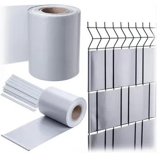 KADAX PVC Sichtschutzstreifen 35 m x 19 cm, Grau für Doppelstabmatten Zaun, Sichtschutz mit 20 Befestigungsclips, Windschutz, Zaunfolie für Stabmattenzaun