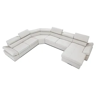 XXL Wohnlandschaft Sofa Couch Polster Design Eck Garnitur Sofas 100% ITALY LEDER - Beige