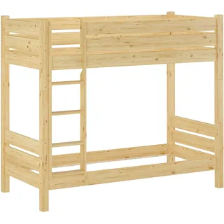 Etagenbett Kiefer natur 80x190 Zubehör wählbar Stockbett Hochbett teilbar V-60.16-08-190T100Rollrost. Matratzen und Doppelbettkasten inkl. - Naturbelassen